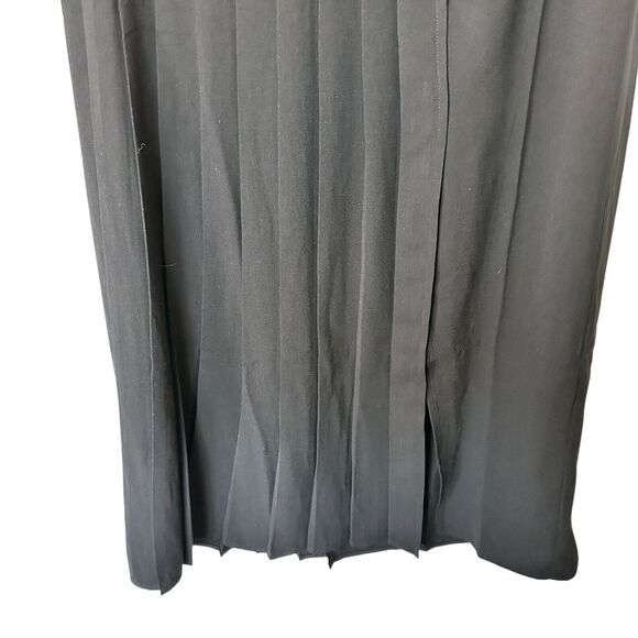 Nordstrom Open Edit S Pleated Large Black Pleated Slit Hem Midi Skirt - Picture 10 of 11